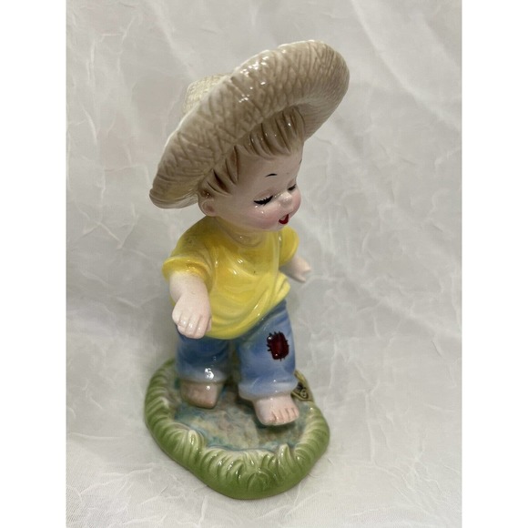 Vintage Rare Josef Originals Boy Hat Puddle Figurine Happiness Is - Picture 6 of 7